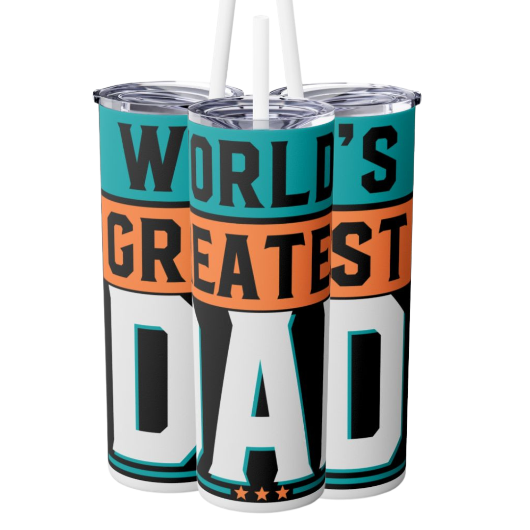 World’s Greatest Dad – 20oz Skinny Tumbler with Straw
