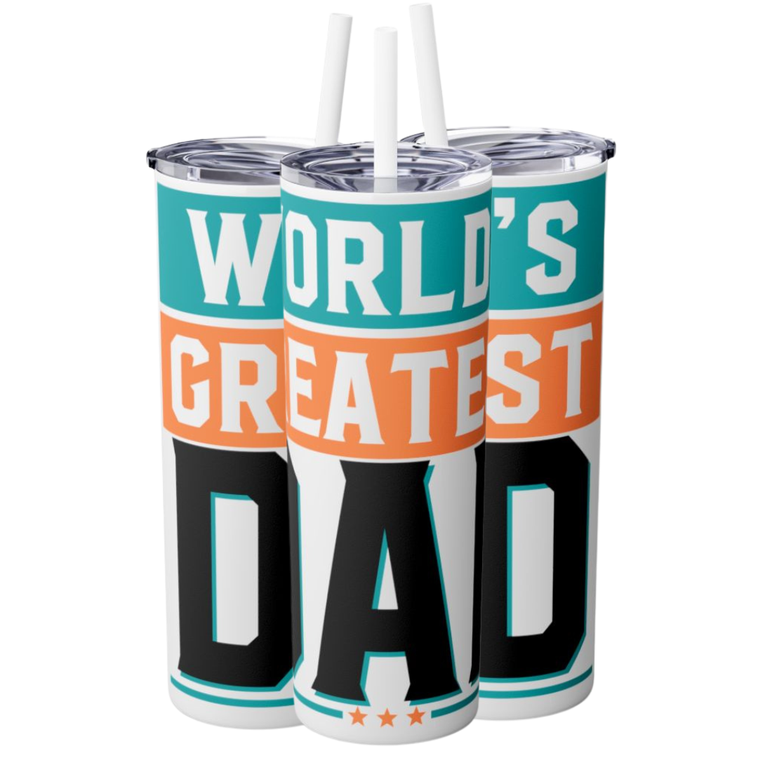 World’s Greatest Dad – 20oz Skinny Tumbler with Straw