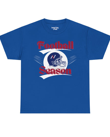 Royal Blue & Red Style Football Season--Gildan Adult Unisex Heavy Cotton T-Shirt
