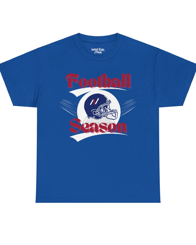 Royal Blue & Red Style Football Season--Gildan Adult Unisex Heavy Cotton T-Shirt