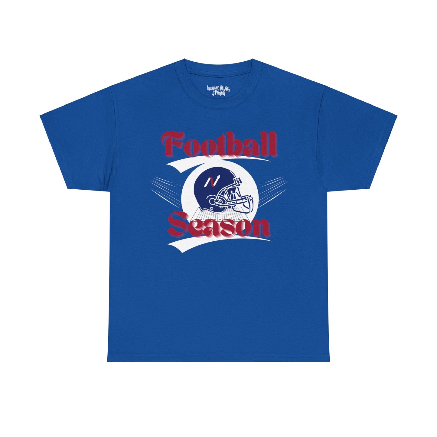 Royal Blue & Red Style Football Season--Gildan Adult Unisex Heavy Cotton T-Shirt