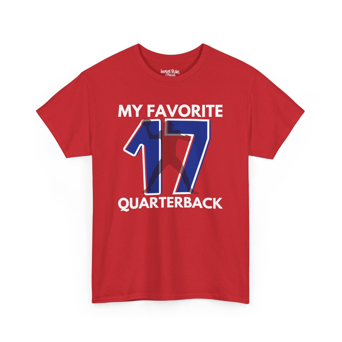 My Favorite Quarterback - Red/Blue - Adult Heavy Cotton T-Shirt