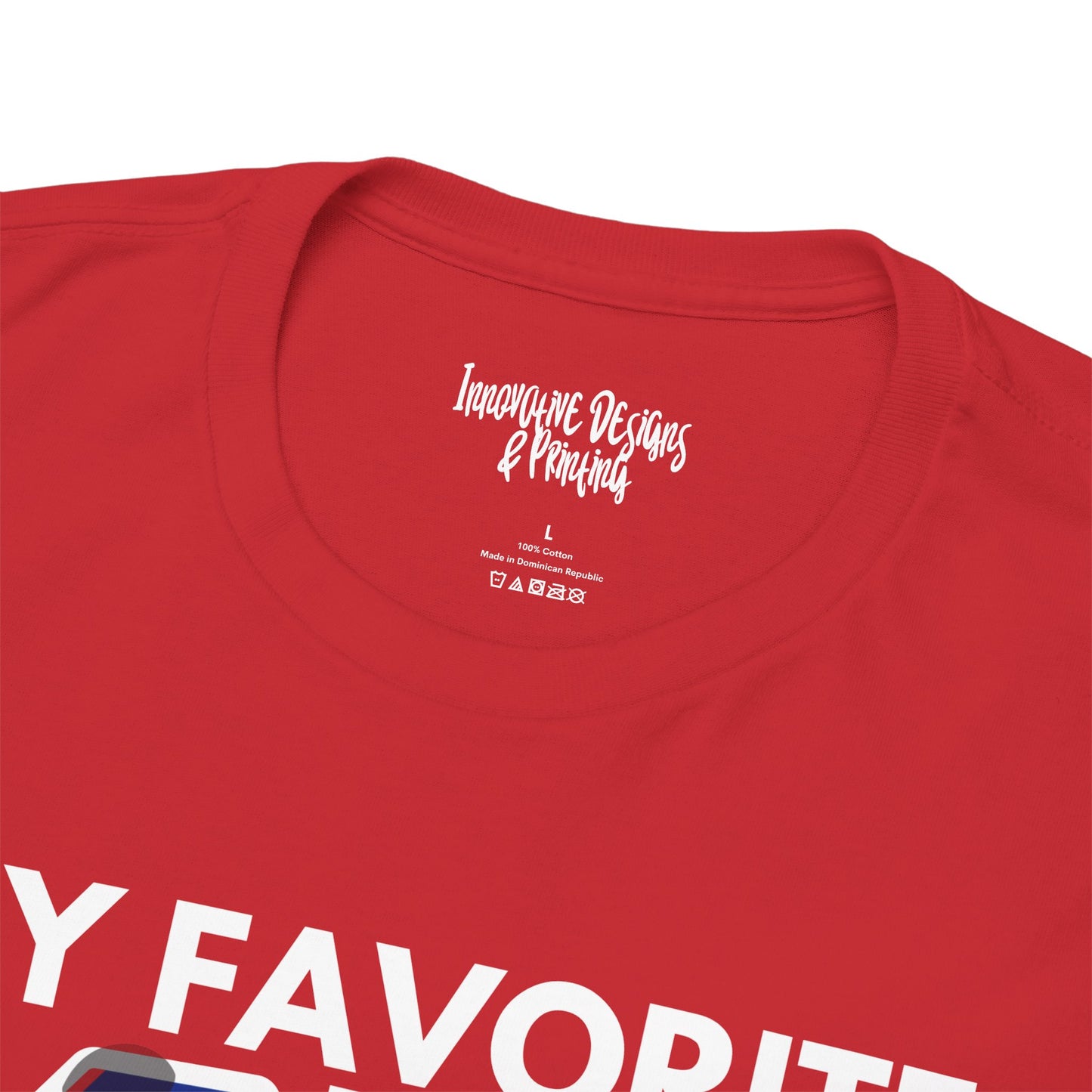 My Favorite Quarterback - Red/Blue - Adult Heavy Cotton T-Shirt