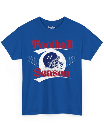 Royal Blue & Red Style Football Season--Gildan Adult Unisex Heavy Cotton T-Shirt