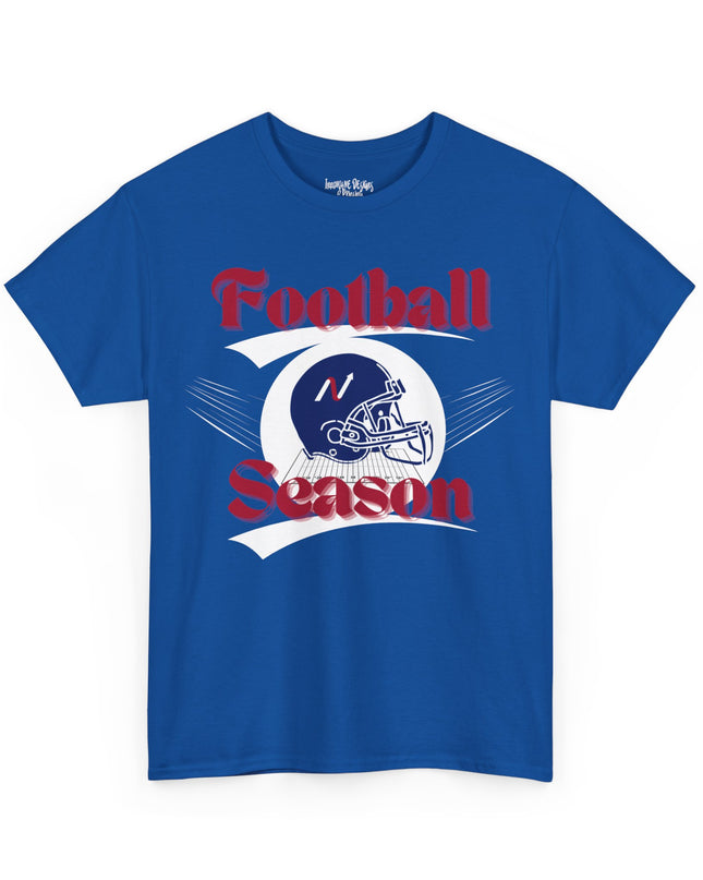 Royal Blue & Red Style Football Season--Gildan Adult Unisex Heavy Cotton T-Shirt
