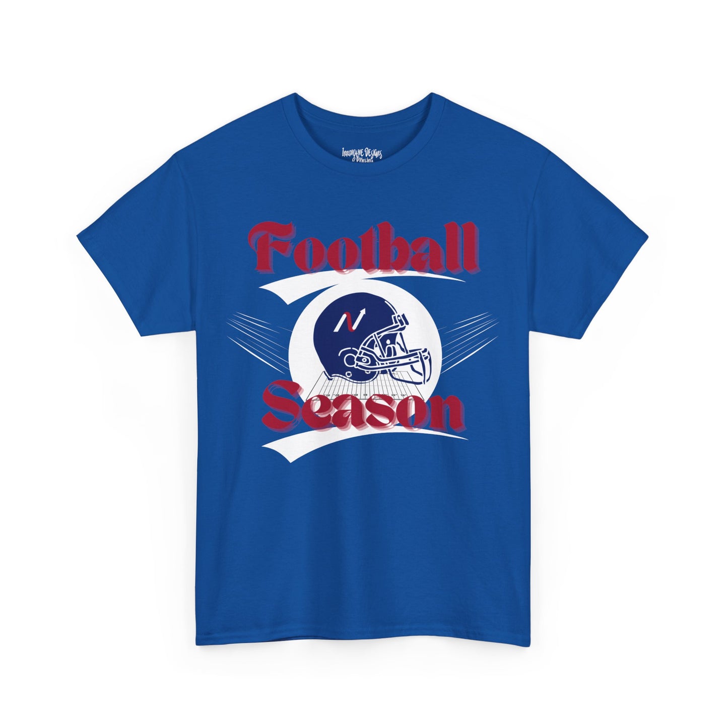 Royal Blue & Red Style Football Season--Gildan Adult Unisex Heavy Cotton T-Shirt