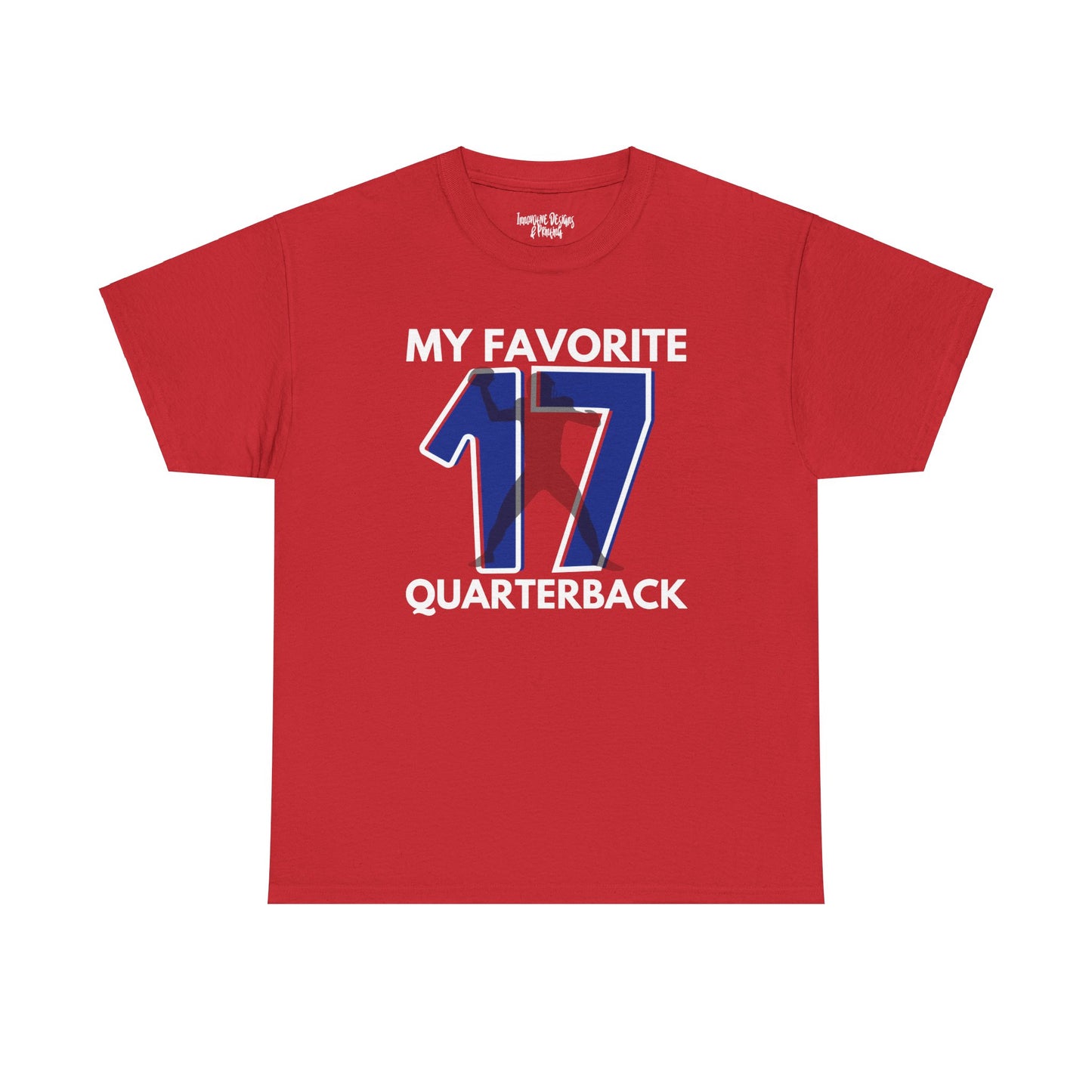 My Favorite Quarterback - Red/Blue - Adult Heavy Cotton T-Shirt