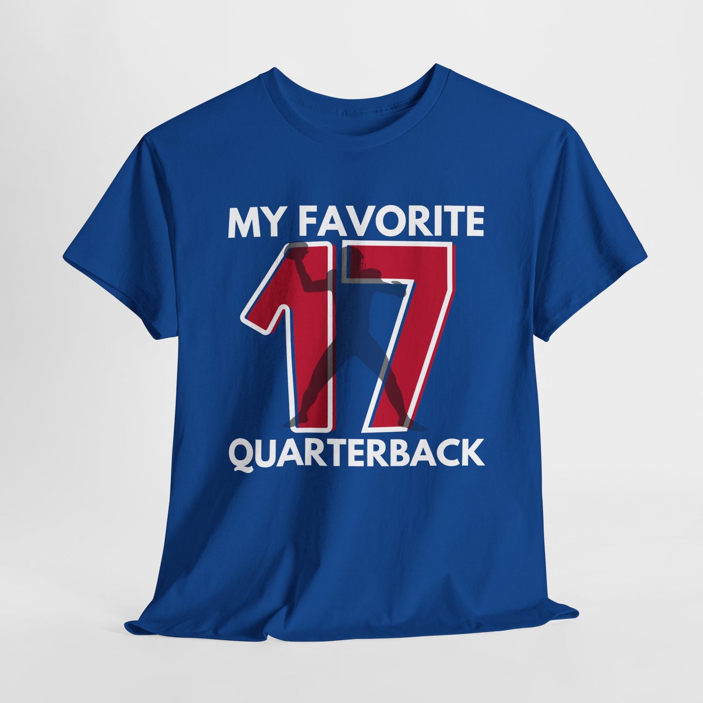 My Favorite Quarterback - Red/Blue - Adult Heavy Cotton T-Shirt