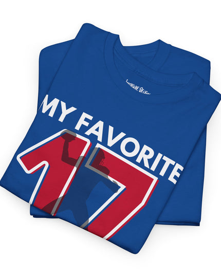 My Favorite Quarterback - Red/Blue - Adult Heavy Cotton T-Shirt