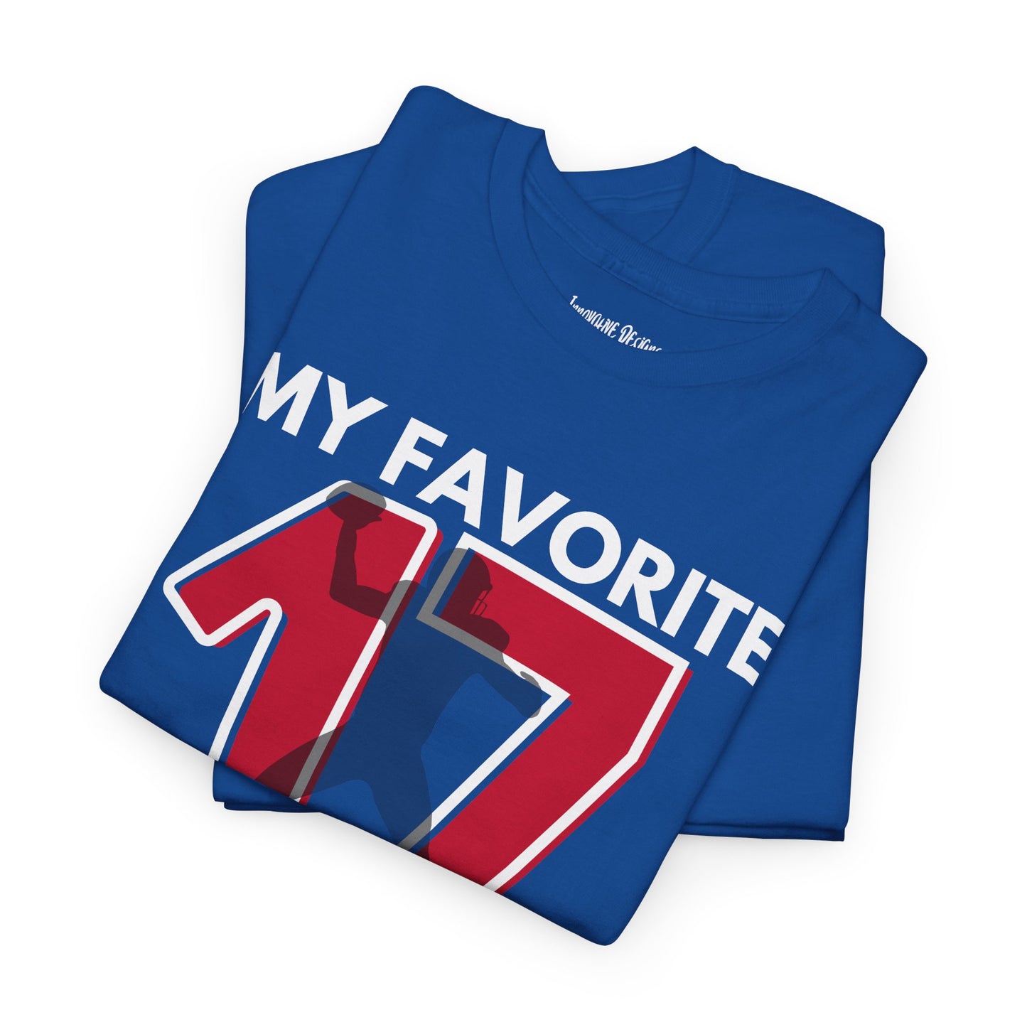 My Favorite Quarterback - Red/Blue - Adult Heavy Cotton T-Shirt