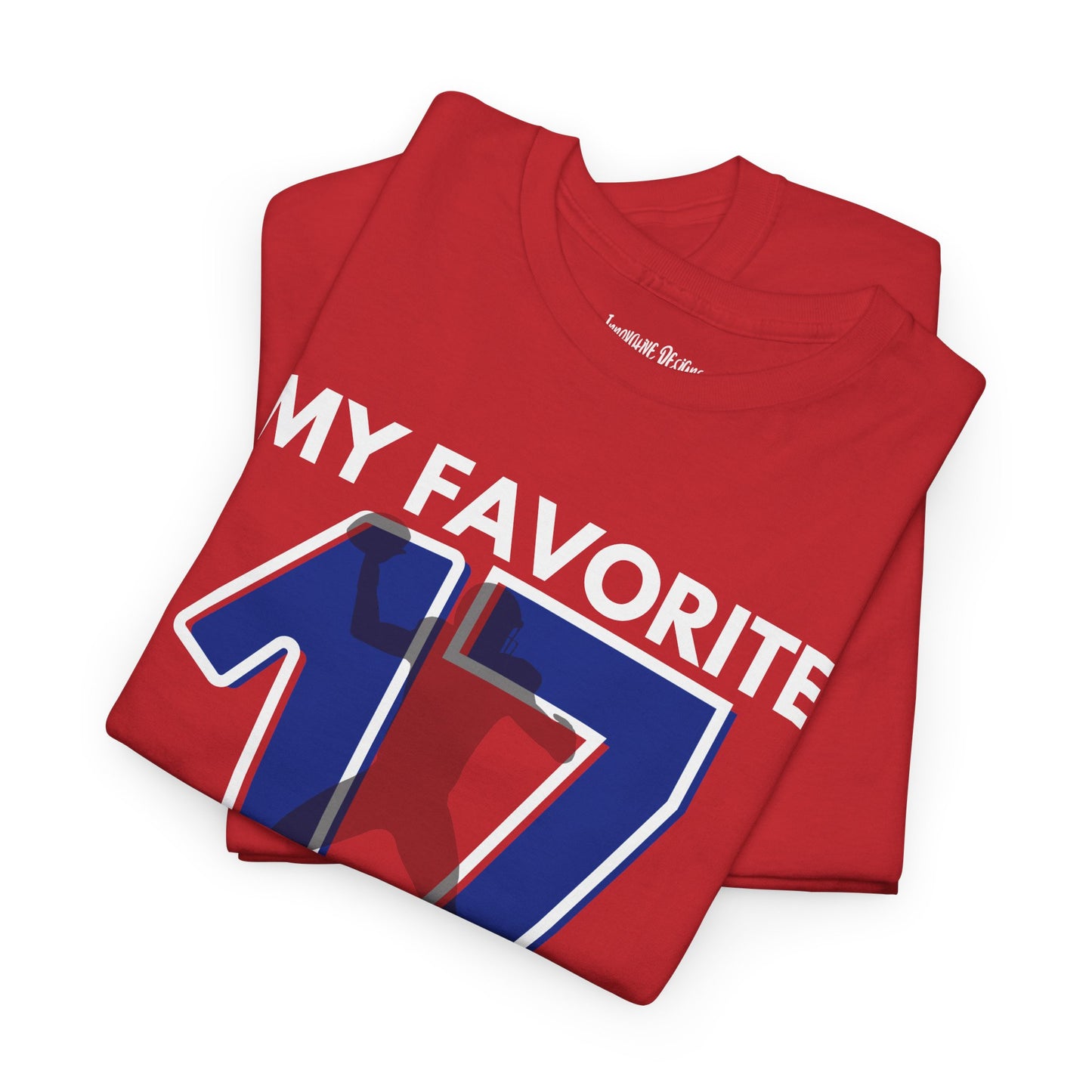 My Favorite Quarterback - Red/Blue - Adult Heavy Cotton T-Shirt