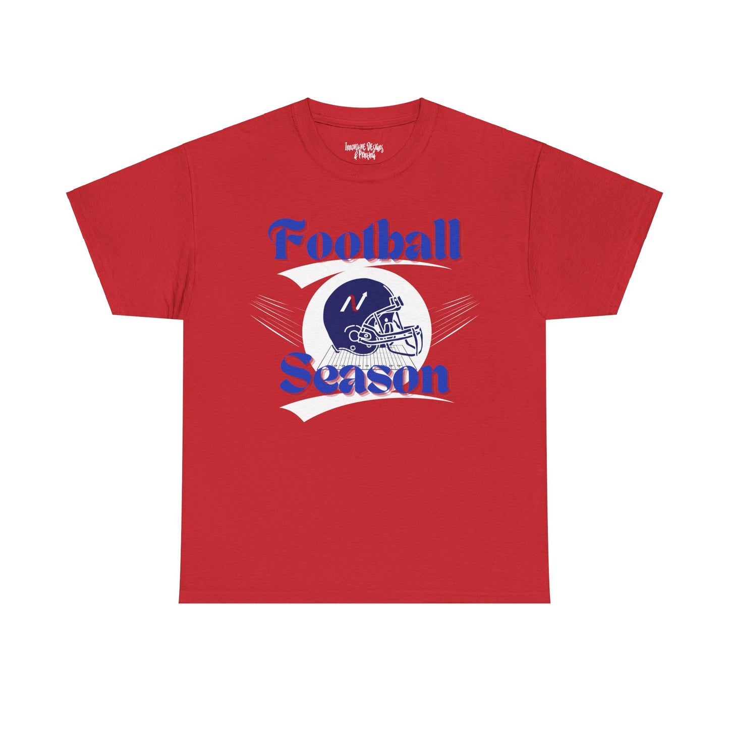 Royal Blue & Red Style Football Season--Gildan Adult Unisex Heavy Cotton T-Shirt