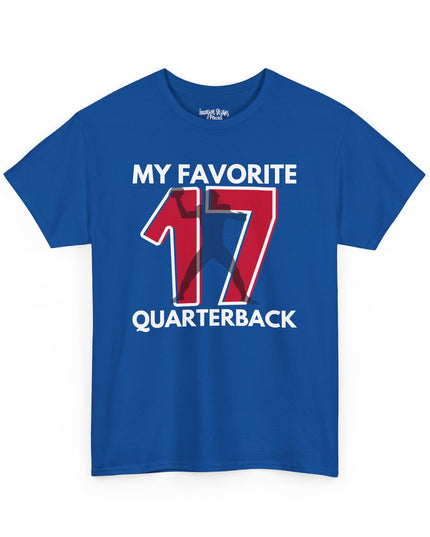 My Favorite Quarterback - Red/Blue - Adult Heavy Cotton T-Shirt