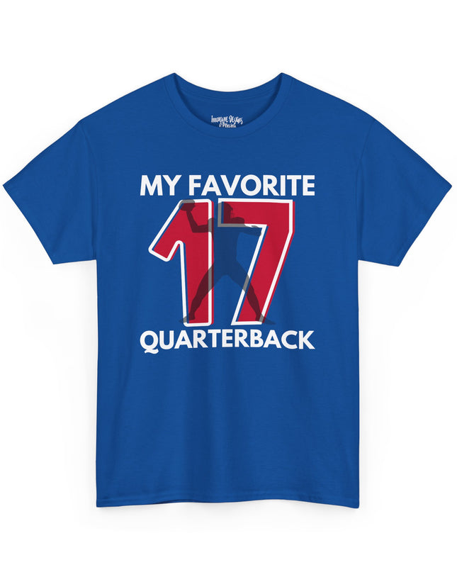 My Favorite Quarterback - Red/Blue - Adult Heavy Cotton T-Shirt