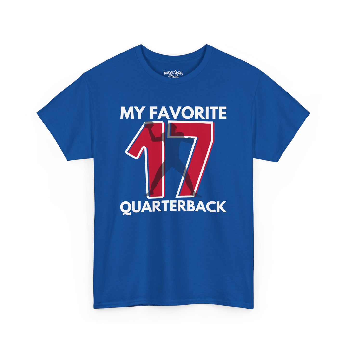 My Favorite Quarterback - Red/Blue - Adult Heavy Cotton T-Shirt