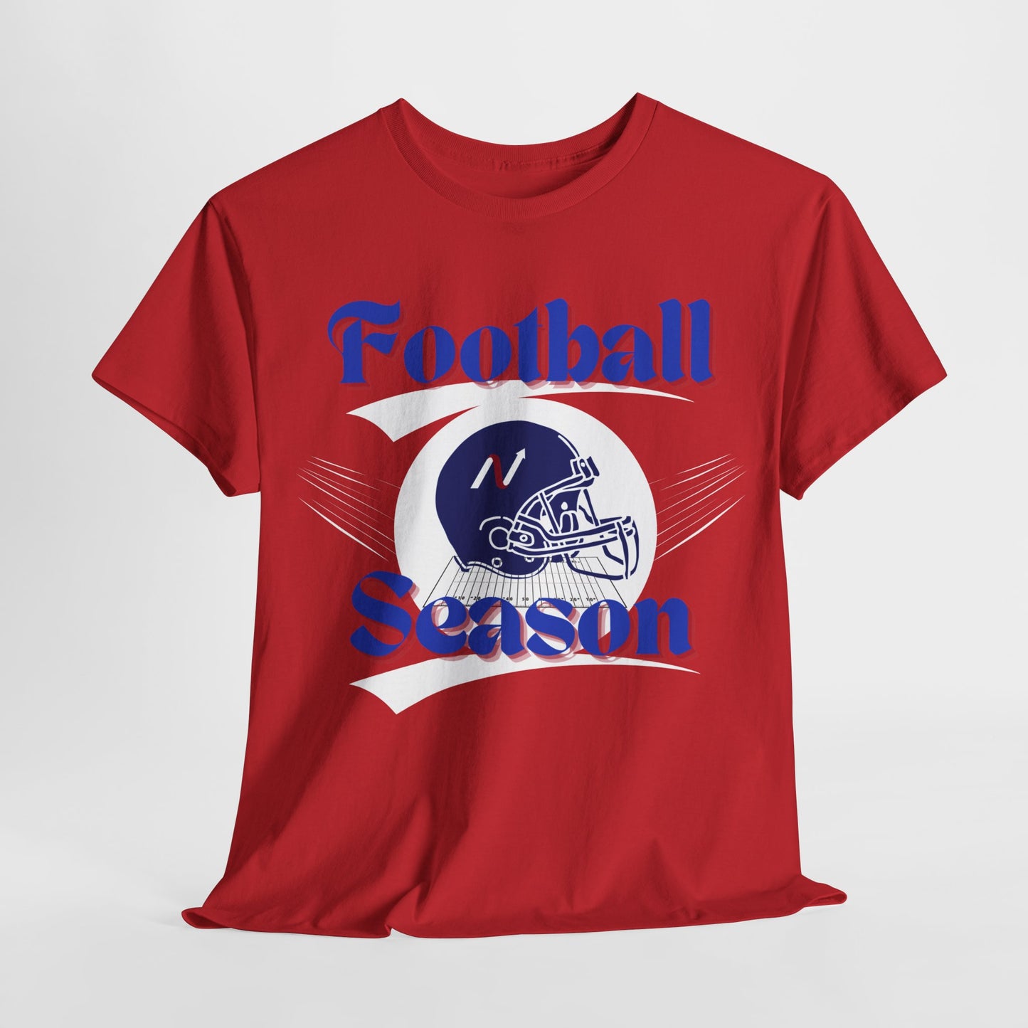 Royal Blue & Red Style Football Season--Gildan Adult Unisex Heavy Cotton T-Shirt