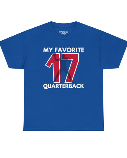 My Favorite Quarterback - Red/Blue - Adult Heavy Cotton T-Shirt