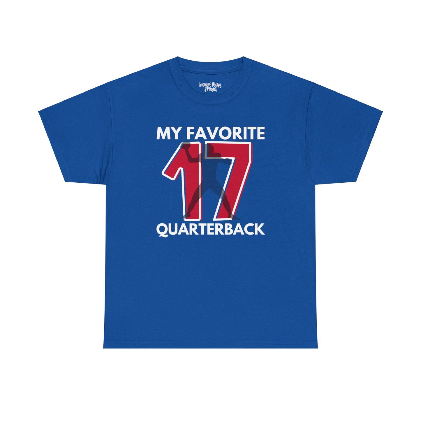 My Favorite Quarterback - Red/Blue - Adult Heavy Cotton T-Shirt