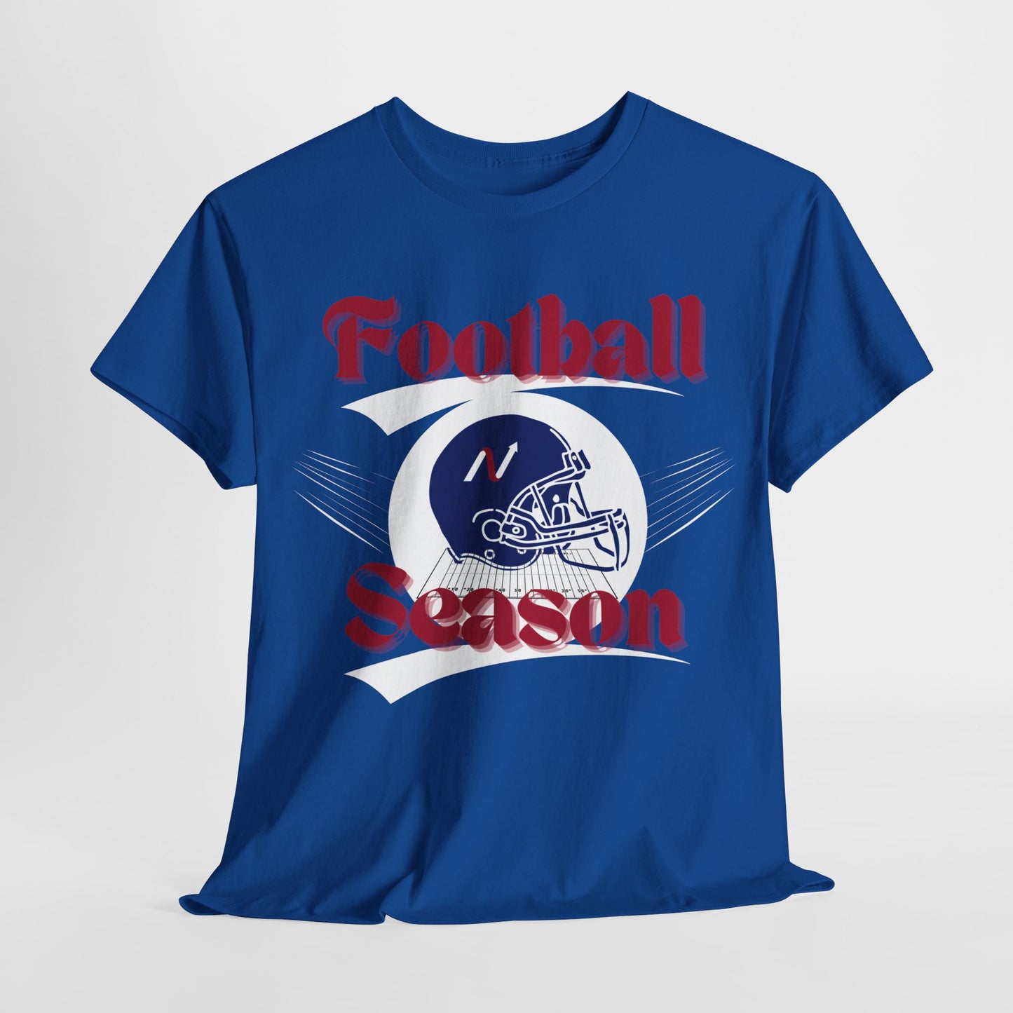 Royal Blue & Red Style Football Season--Gildan Adult Unisex Heavy Cotton T-Shirt