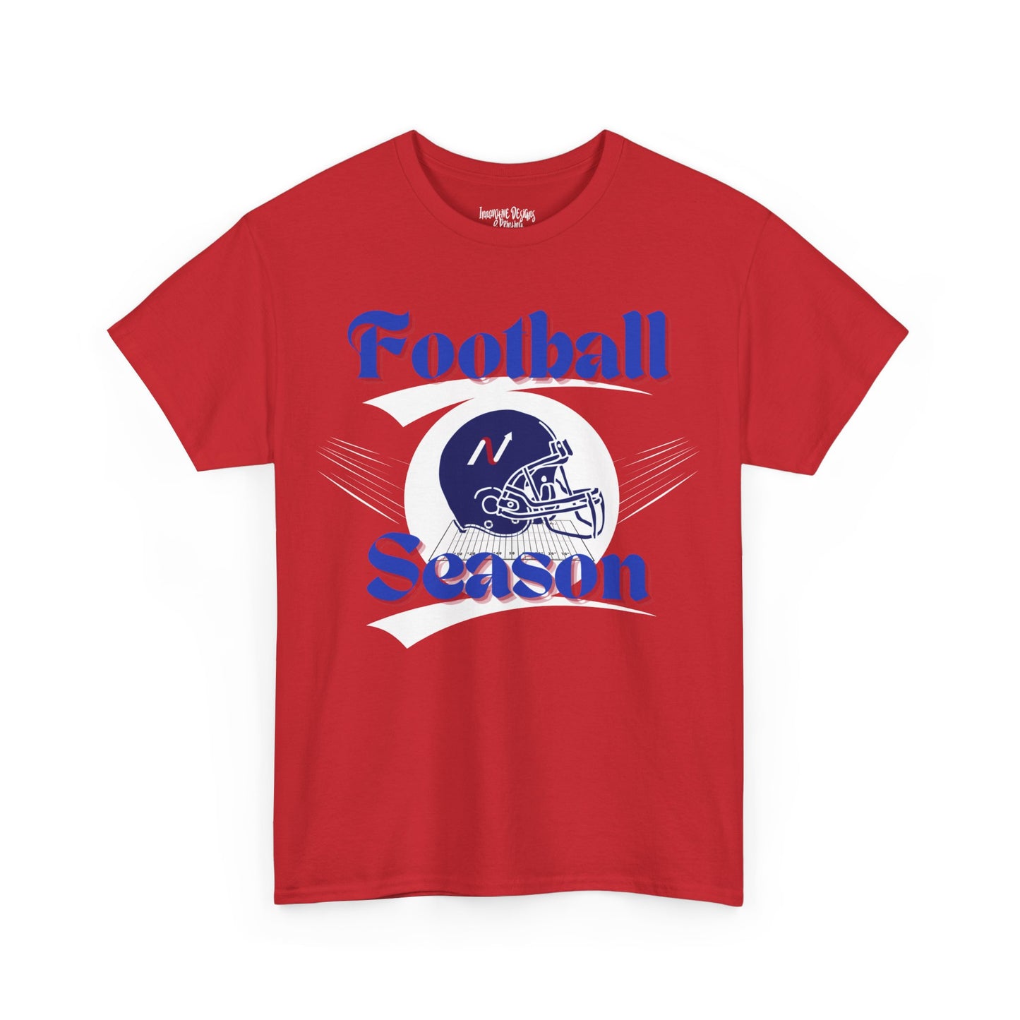 Royal Blue & Red Style Football Season--Gildan Adult Unisex Heavy Cotton T-Shirt