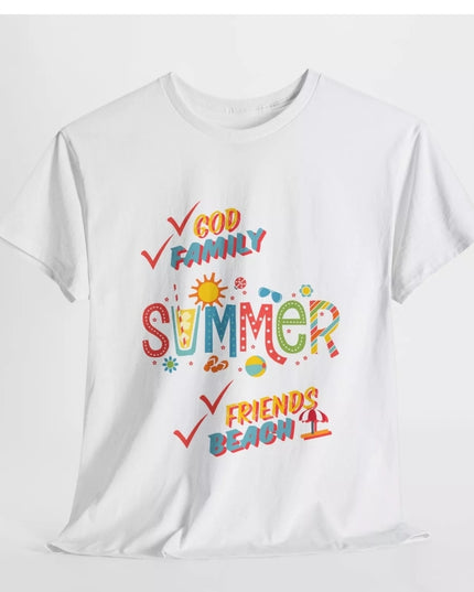 Summer Time - God/Family/Friends/Beach - Unisex Heavy Cotton T-Shirt