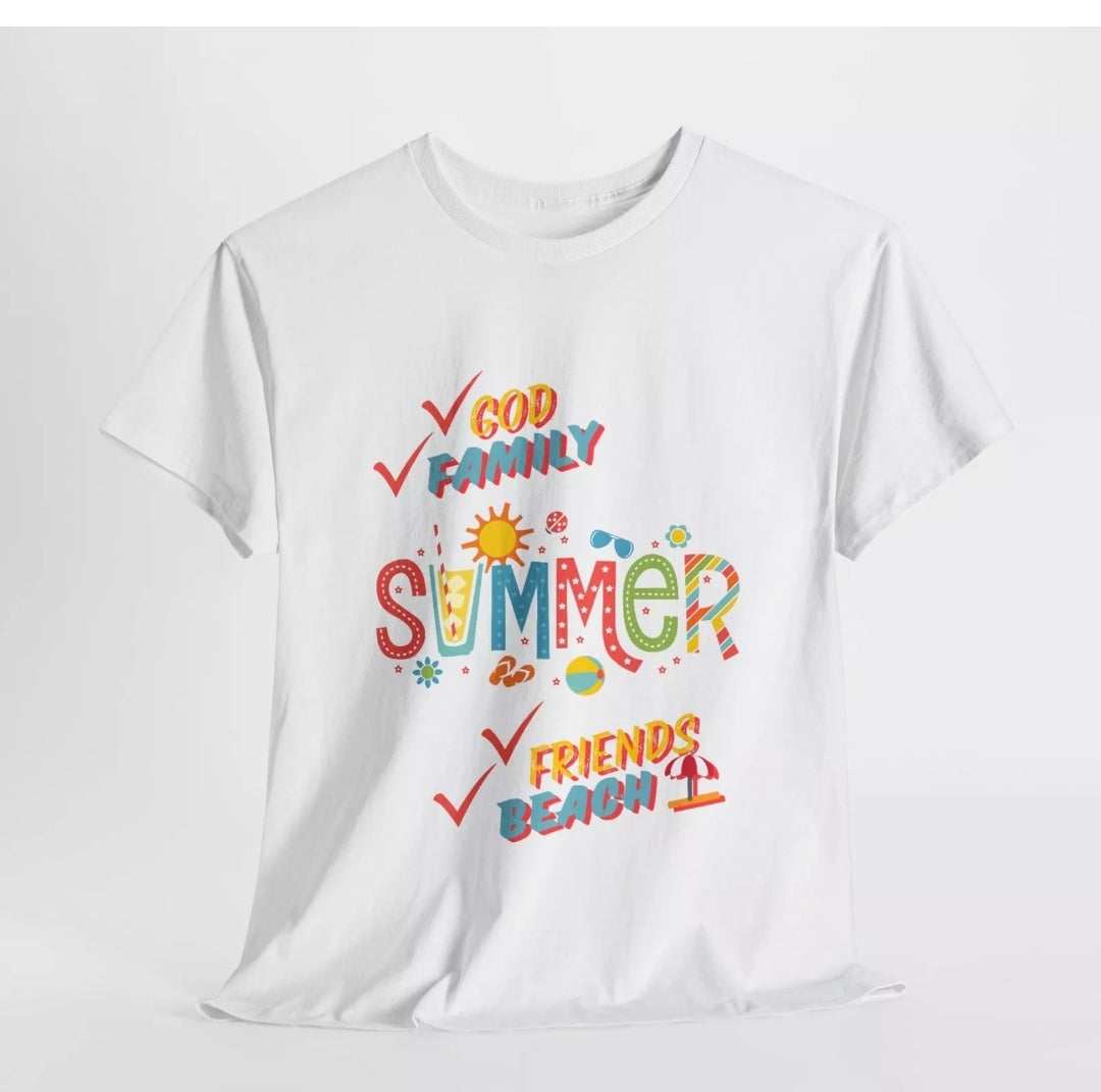 Summer Time - God/Family/Friends/Beach - Unisex Heavy Cotton T-Shirt