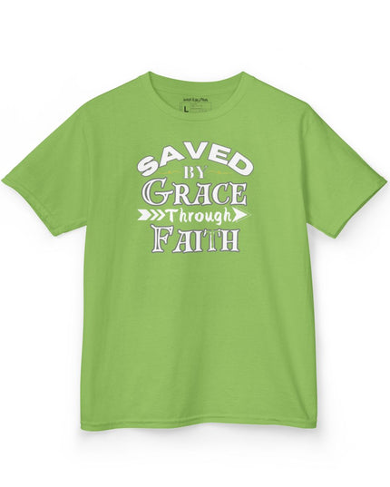 Saved By Grace Through Faith - Youth Gildan 5000B Heavy Cotton T-Shirt