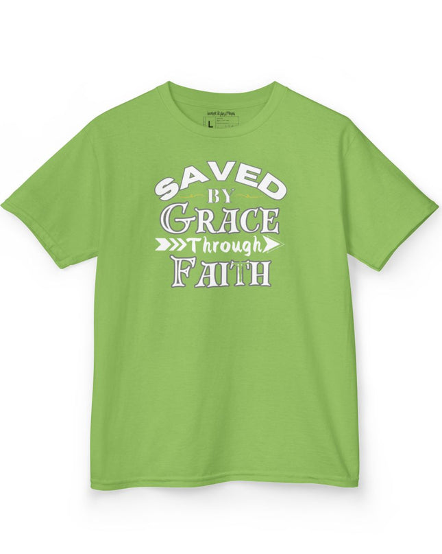 Saved By Grace Through Faith - Youth Gildan 5000B Heavy Cotton T-Shirt