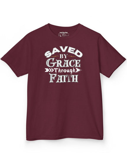 Saved By Grace Through Faith - Youth Gildan 5000B Heavy Cotton T-Shirt