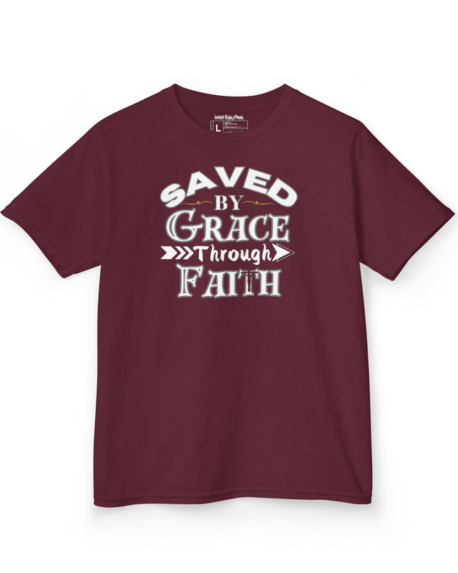 Saved By Grace Through Faith - Youth Gildan 5000B Heavy Cotton T-Shirt