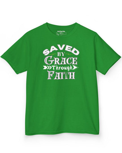 Saved By Grace Through Faith - Youth Gildan 5000B Heavy Cotton T-Shirt