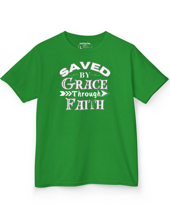 Saved By Grace Through Faith - Youth Gildan 5000B Heavy Cotton T-Shirt