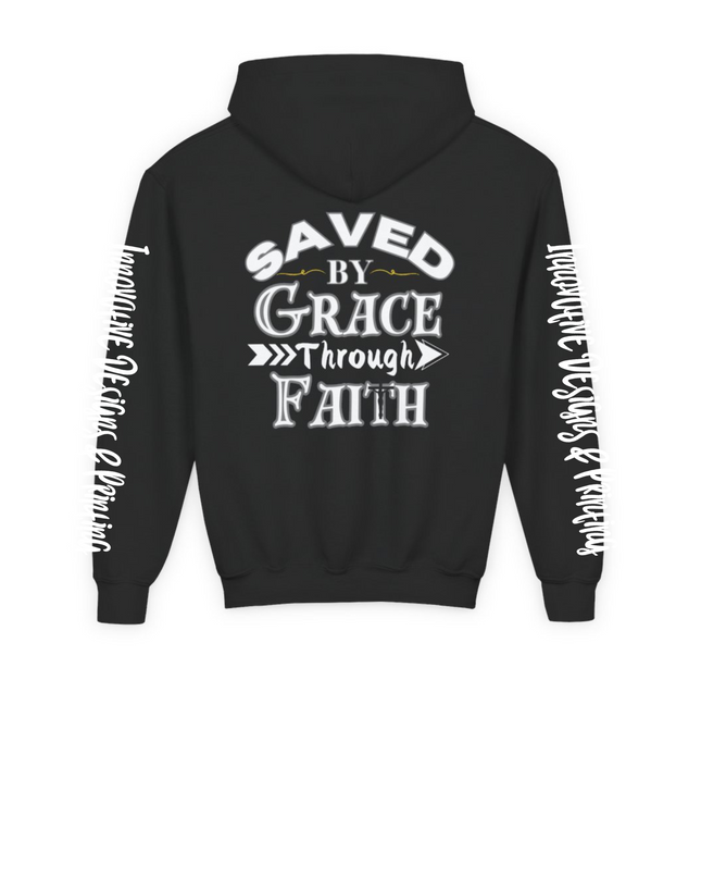 Saved By Grace Through Faith - Heavy Blend Youth Hoodie
