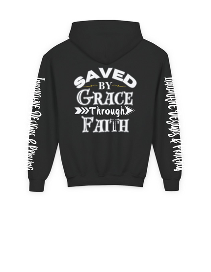 Saved By Grace Through Faith - Heavy Blend Youth Hoodie