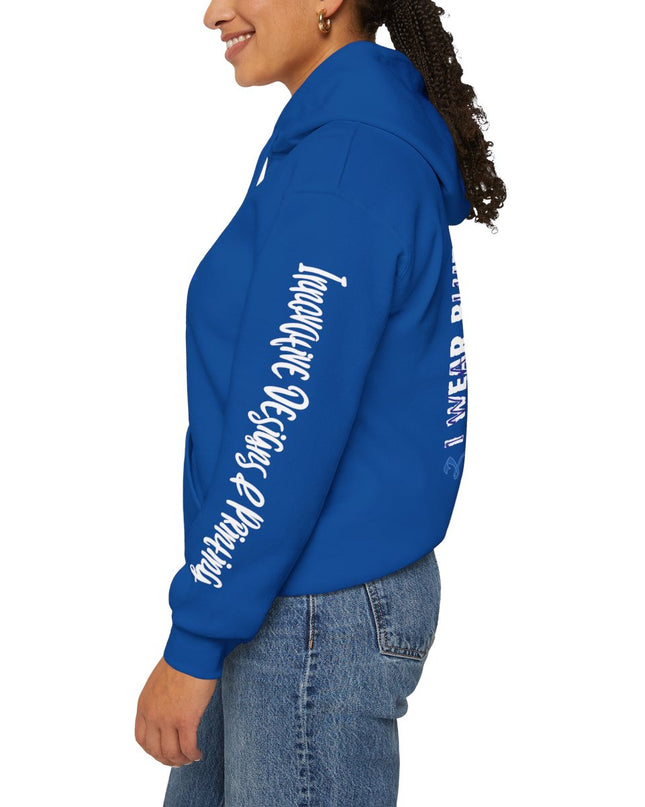 I Wear Blue In March - Colon Cancer Awareness - Unisex Heavy Blend Hoodie