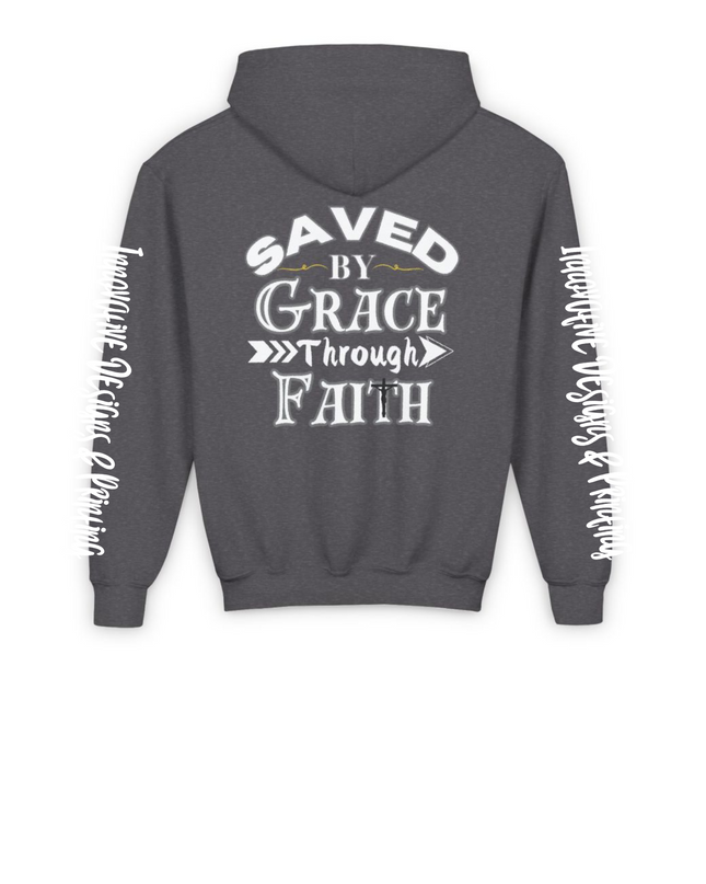 Saved By Grace Through Faith - Heavy Blend Youth Hoodie