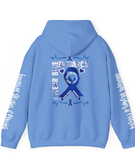 I Wear Blue In March - Colon Cancer Awareness - Unisex Heavy Blend Hoodie
