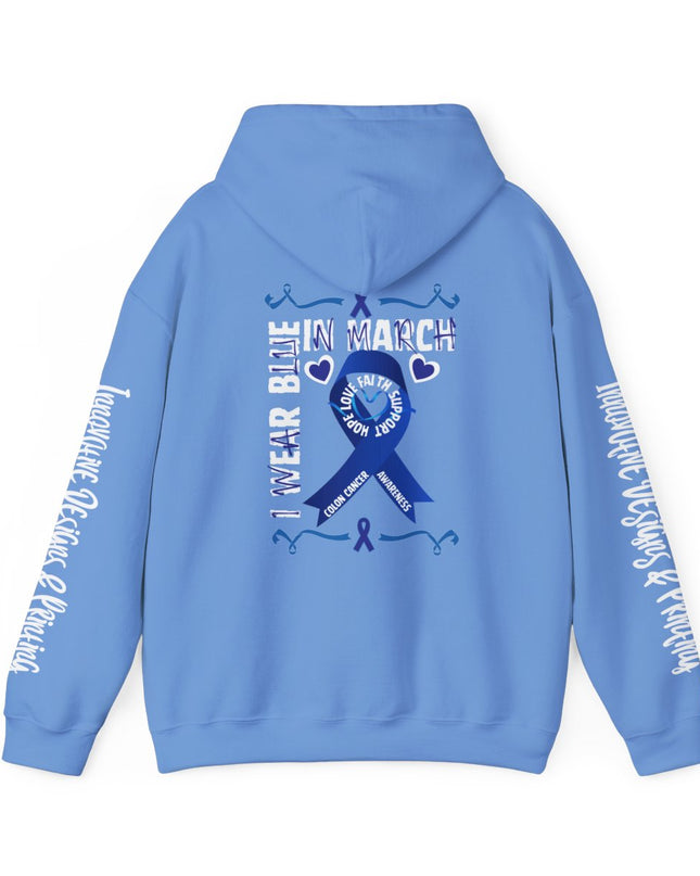I Wear Blue In March - Colon Cancer Awareness - Unisex Heavy Blend Hoodie
