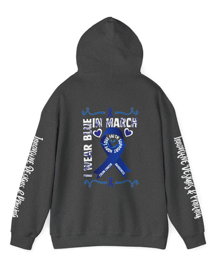 I Wear Blue In March - Colon Cancer Awareness - Unisex Heavy Blend Hoodie