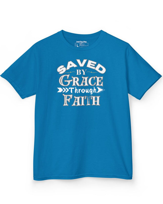 Saved By Grace Through Faith - Youth Gildan 5000B Heavy Cotton T-Shirt