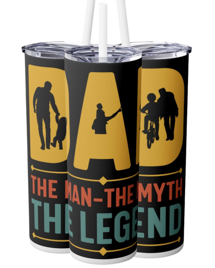 Dad – The Man, The Myth, The Legend – 20oz Skinny Tumbler w/Straw