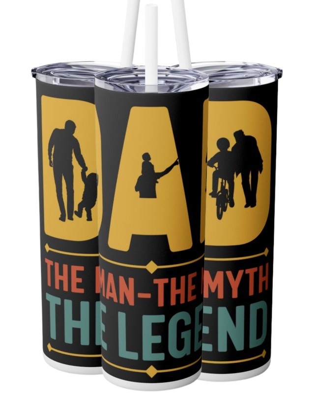 Dad – The Man, The Myth, The Legend – 20oz Skinny Tumbler w/Straw