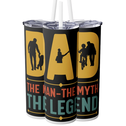 Dad – The Man, The Myth, The Legend – 20oz Skinny Tumbler w/Straw