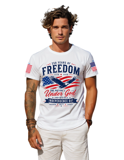 🇺🇸250 Years of Freedom – One Nation Under God – Independence Day Patriotic Unisex Heavy Cotton T-Shirt