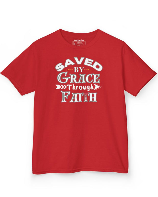 Saved By Grace Through Faith - Youth Gildan 5000B Heavy Cotton T-Shirt
