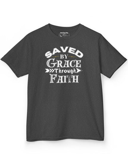 Saved By Grace Through Faith - Youth Gildan 5000B Heavy Cotton T-Shirt
