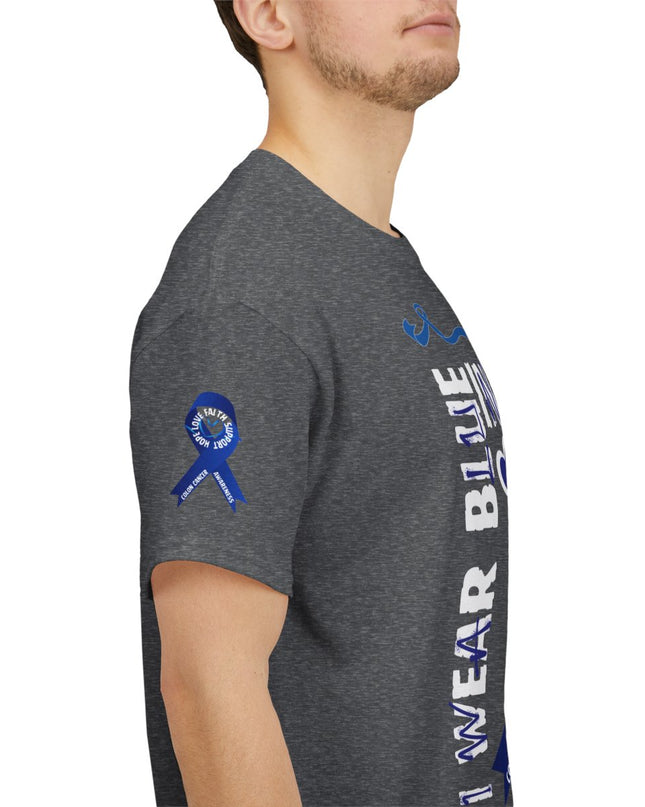 I Wear Blue In March - Colon Cancer Awareness - Adult Unisex T-Shirt