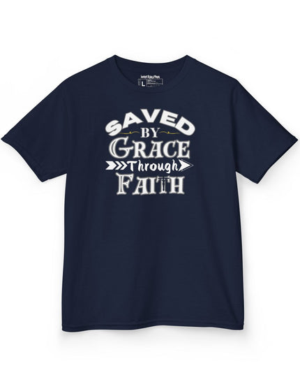 Saved By Grace Through Faith - Youth Gildan 5000B Heavy Cotton T-Shirt