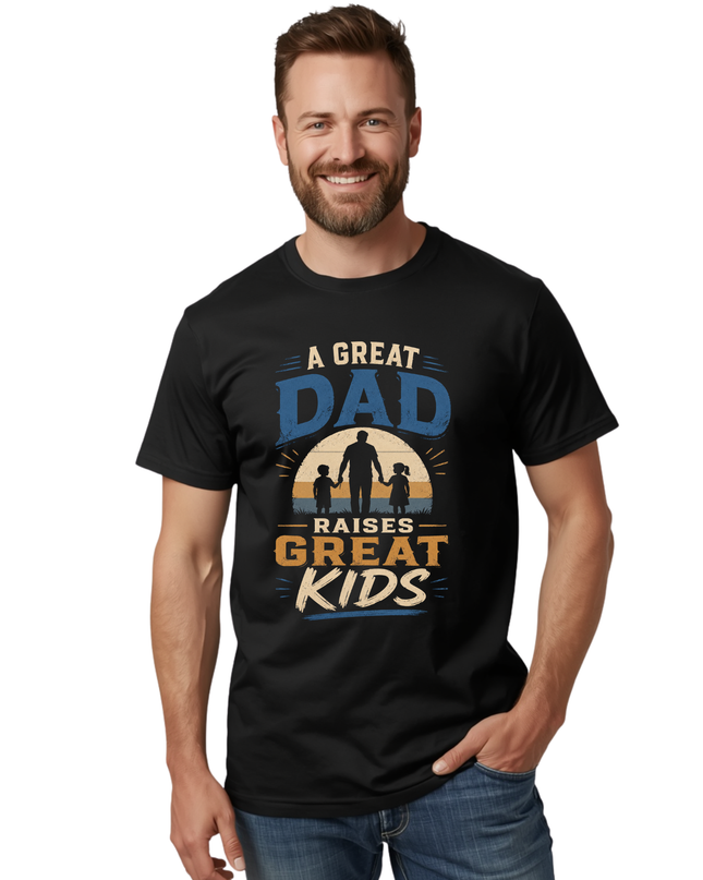 A Great Dad Raises Great Kids – Unisex Heavy Cotton T-Shirt