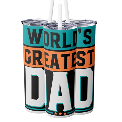 World’s Greatest Dad – 20oz Skinny Tumbler with Straw